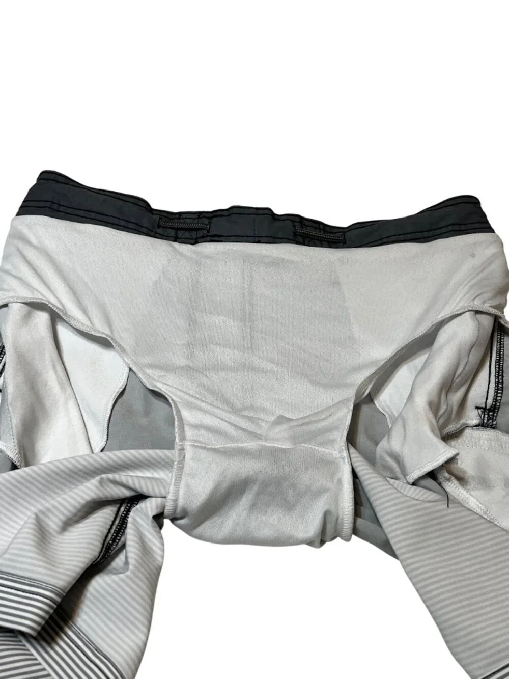 George Men Board Shorts Swim Trunks Lined Gray Black Striped Size M 32-34 Pocket